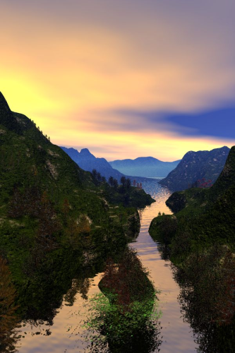 Montagnes et rivière 2
